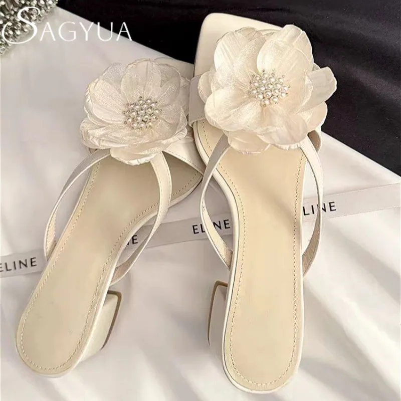 Flower High Heels Slippers Women Heeled Sandals Square Toe Shoes 2025 Summer Trend Flip Flops Elegant Dress Open Toe Pumps Mujer
Flower High Heels Slippers Women Heeled Sandals Square Toe Shoes 2025 Summer Trend Flip Flops Elegant Dress Open Toe Pumps Mujer