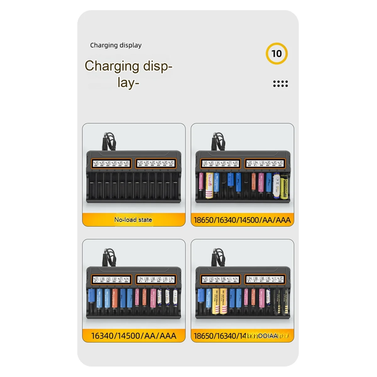 18650 Charger 12 Slots Aa.Aaa Nickel Metal Hydride/Lithium Battery Smart Universal Charger with Display US-Plug
18650 Charger 12 Slots Aa.Aaa Nickel Metal Hydride/Lithium Battery Smart Universal Charger with Display US-Plug