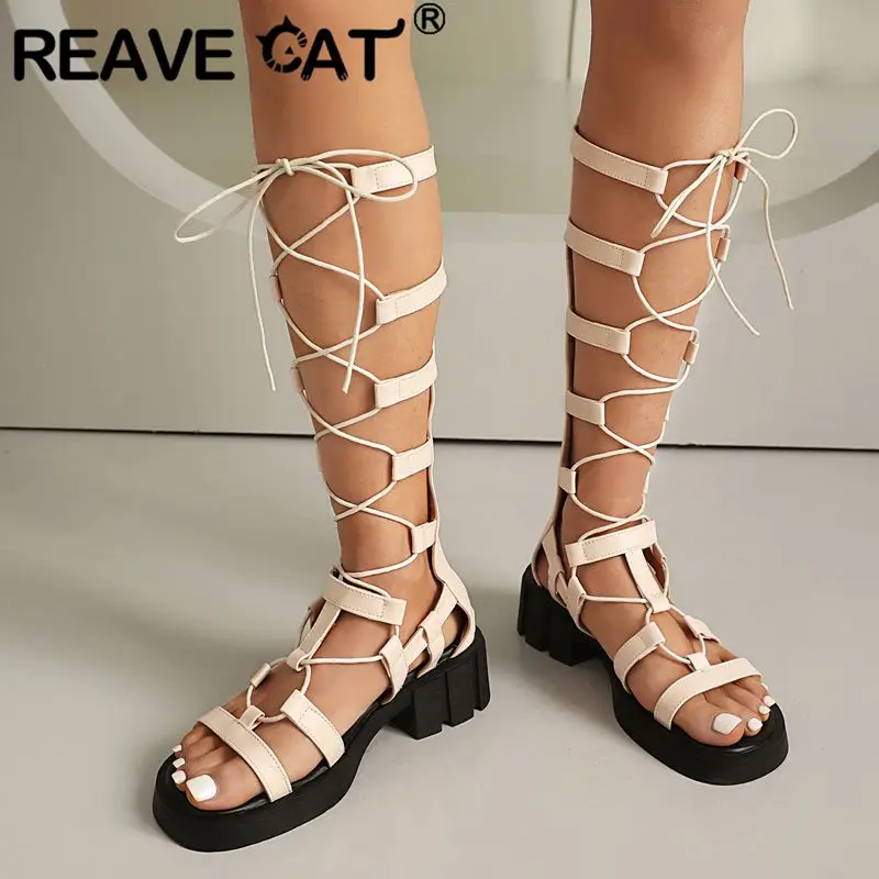 REAVE CAT 2025 Женские сандалии в римском стиле на блочном каблуке 4 см на платформе с застежкой-молнией на шнуровке Большие размеры 44 45 46 Повседневная летняя обувь для отдыха
REAVE CAT 2025 Женские сандалии в римском стиле на блочном каблуке 4 см на платформе с застежкой-молнией на шнуровке Большие размеры 44 45 46 Повседневная летняя обувь для отдыха