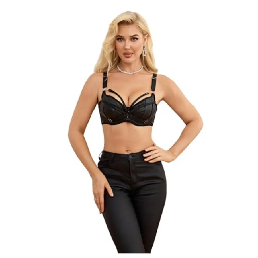OYOANGLE Women's PU Leather Underwire Bras Ring Linked Gothic Punk Bralette Party Clubwear
OYOANGLE Women's PU Leather Underwire Bras Ring Linked Gothic Punk Bralette Party Clubwear