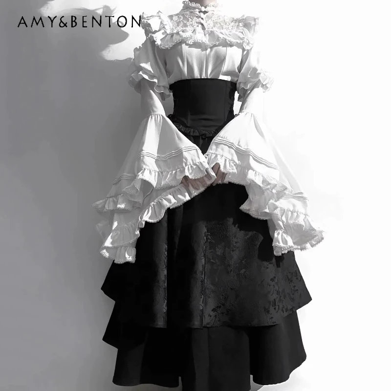 Halloween Women's Clothing Gothic Autumn Lolita Shirt Sweet Cool Sexy Lace Hollow Out Hot Girl Subculture Long Skirt Sets Ladies
Halloween Women's Clothing Gothic Autumn Lolita Shirt Sweet Cool Sexy Lace Hollow Out Hot Girl Subculture Long Skirt Sets Ladies