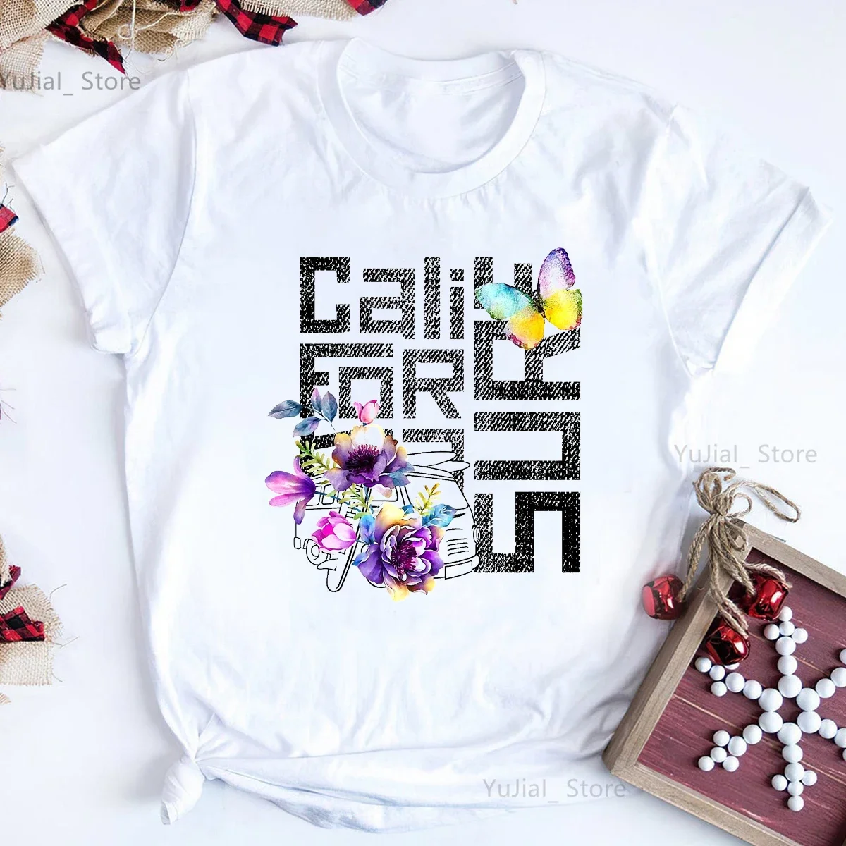 California Surf Flowers Butterfly Graphic Print Tshirt Women Harajuku Shirt Summer Fashion T-Shirt Female Rose Rabbit T-Shirt
California Surf Flowers Butterfly Graphic Print Tshirt Women Harajuku Shirt Summer Fashion T-Shirt Female Rose Rabbit T-Shirt