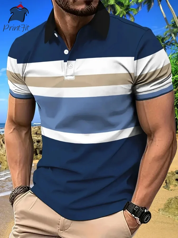 New Men's Summer Short Sleeve Lapel 3D Digital Printed Striped Polo Shirts Button Men's Business Casual Tops Breathable T-Shirts
New Men's Summer Short Sleeve Lapel 3D Digital Printed Striped Polo Shirts Button Men's Business Casual Tops Breathable T-Shirts