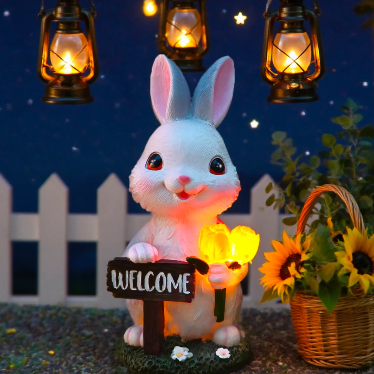 Garden Solar Rabbit Statue Light, Easter bunny statue decorative, resin rabbit holding flower with welcome brand statue Light
Garden Solar Rabbit Statue Light, Easter bunny statue decorative, resin rabbit holding flower with welcome brand statue Light