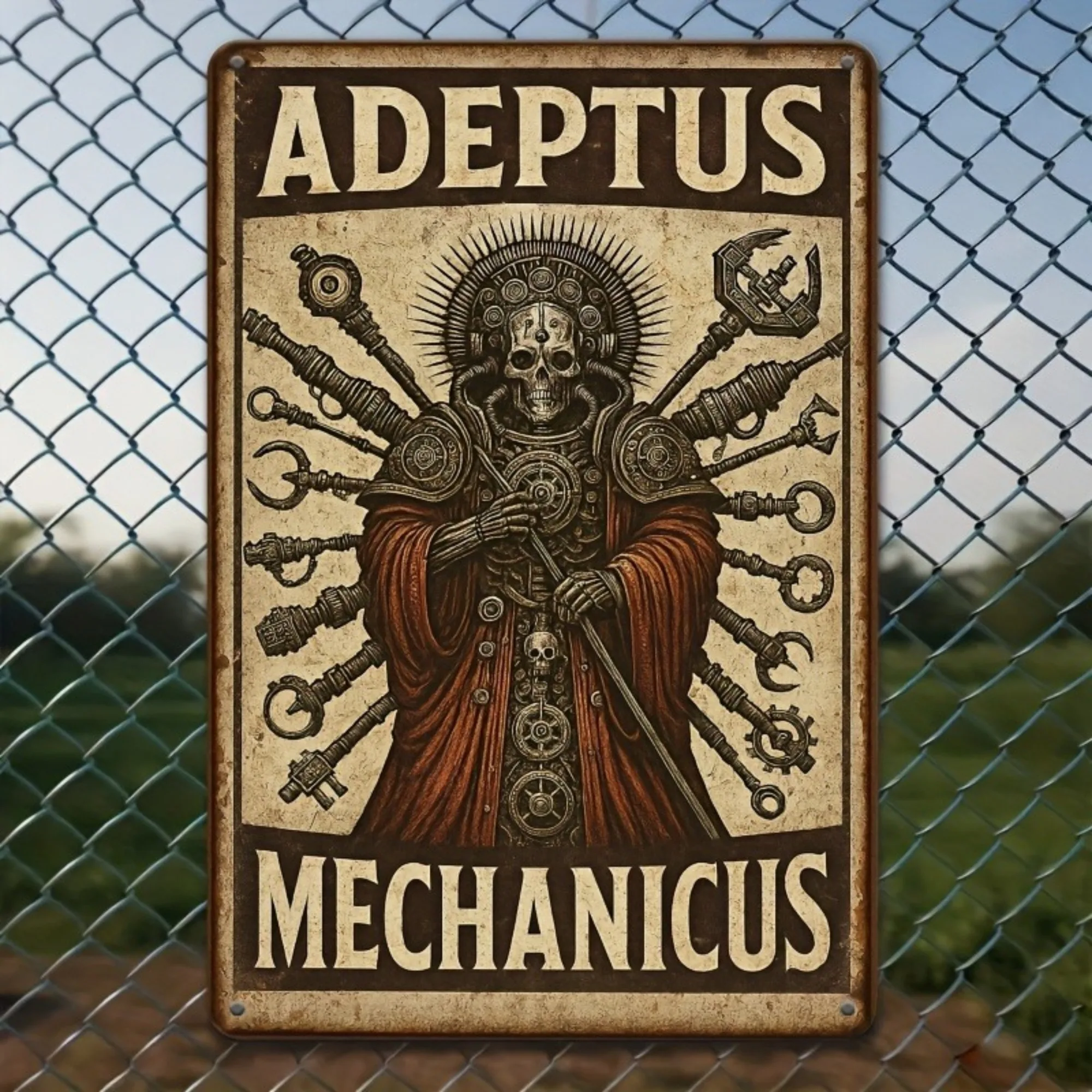 Vintage Metal Sign Adeptus Mechanicus Iron Sign Metal Wall Art Interesting Vintage Plaque Home Restaurant Bar Decoration T194
Vintage Metal Sign Adeptus Mechanicus Iron Sign Metal Wall Art Interesting Vintage Plaque Home Restaurant Bar Decoration T194