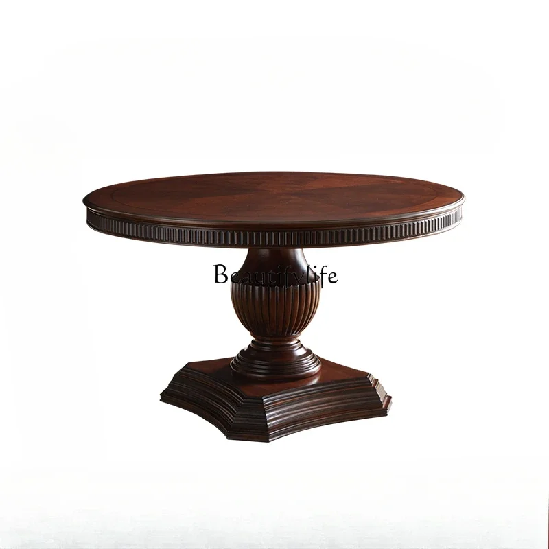 FG44American pure solid wood villa restaurant carved round table dining table
FG44American pure solid wood villa restaurant carved round table dining table