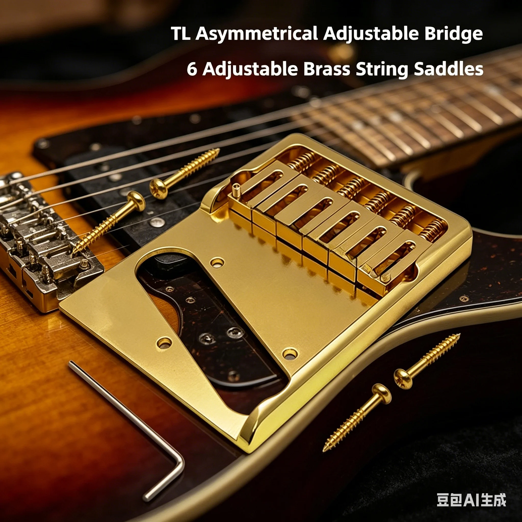 1pc Guitar Bridge 104x78.8mm Unique TL-style Brass Asymmetrical Design 6 String Adjustable Saddle Chord Distance 10.7mm
1pc Guitar Bridge 104x78.8mm Unique TL-style Brass Asymmetrical Design 6 String Adjustable Saddle Chord Distance 10.7mm
