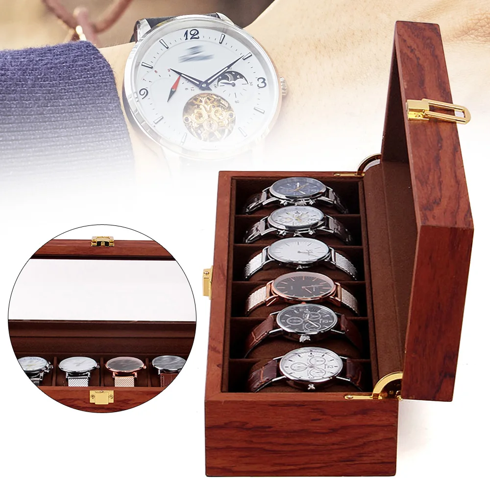 6-Panel Solid Wood Watch Box, Red Pear Colored Grid Groove Watch Box, Display Cabinet, Wooden Glass Watch Display Storage Box
6-Panel Solid Wood Watch Box, Red Pear Colored Grid Groove Watch Box, Display Cabinet, Wooden Glass Watch Display Storage Box