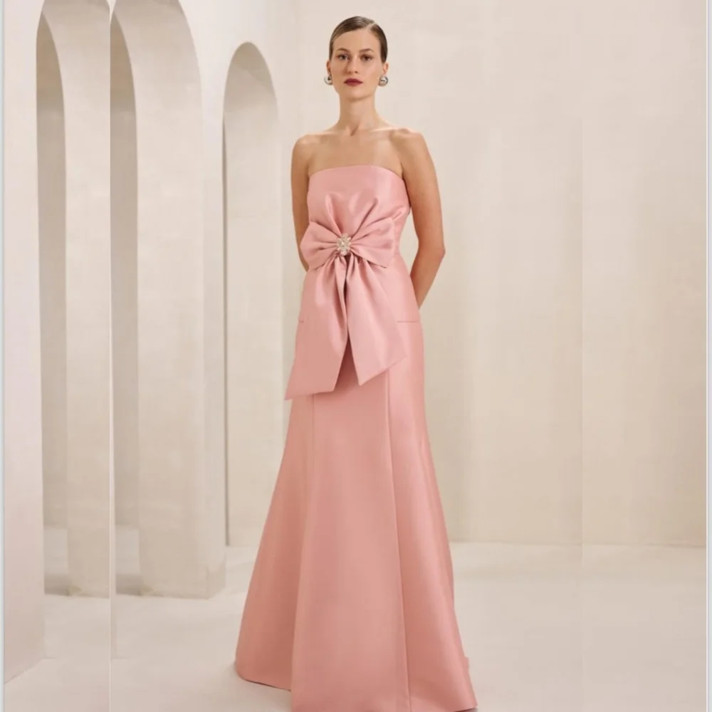 Exquisite Pleat Bow A-line Strapless Long Dresses Evening Dresses Modern Style Pastrol Unisex Chinese Style Formal Casual
Exquisite Pleat Bow A-line Strapless Long Dresses Evening Dresses Modern Style Pastrol Unisex Chinese Style Formal Casual