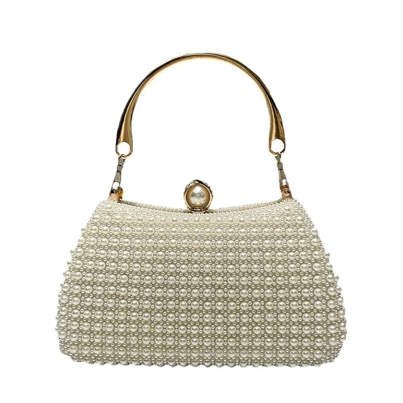 Creamy White Pearls Wedding Bags for Women Elegant Double-side Beading Evening Bags Fashionable Handbags Gold Top-Handle Clutch
Creamy White Pearls Wedding Bags for Women Elegant Double-side Beading Evening Bags Fashionable Handbags Gold Top-Handle Clutch