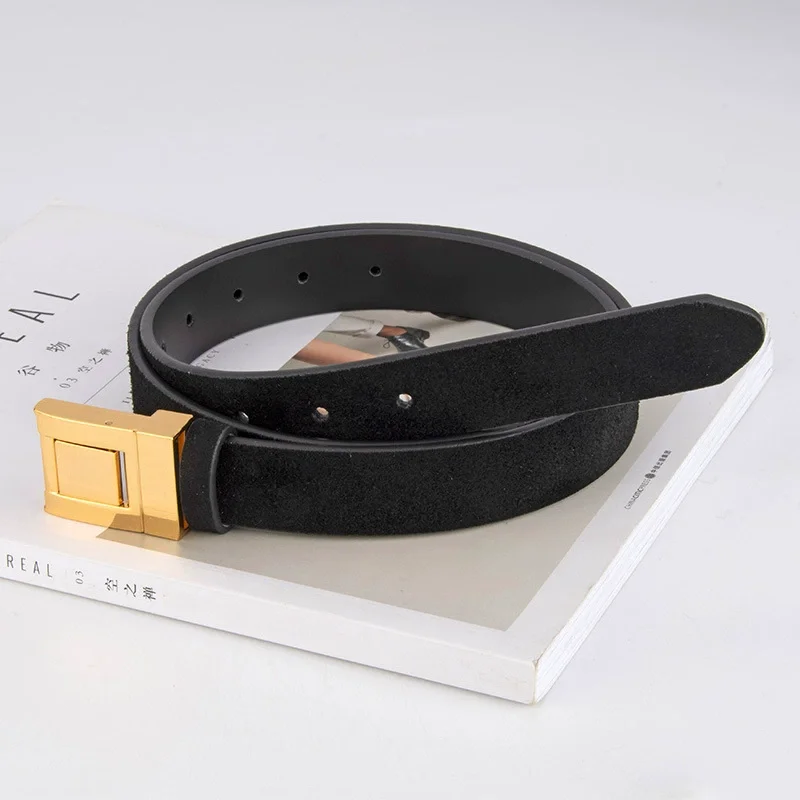 Women Gold Square Buckle Faux Suede Genuine Leather Corset Female Cummerbund Coat Waistband Dress Decration Narrow Belt J1033
Women Gold Square Buckle Faux Suede Genuine Leather Corset Female Cummerbund Coat Waistband Dress Decration Narrow Belt J1033