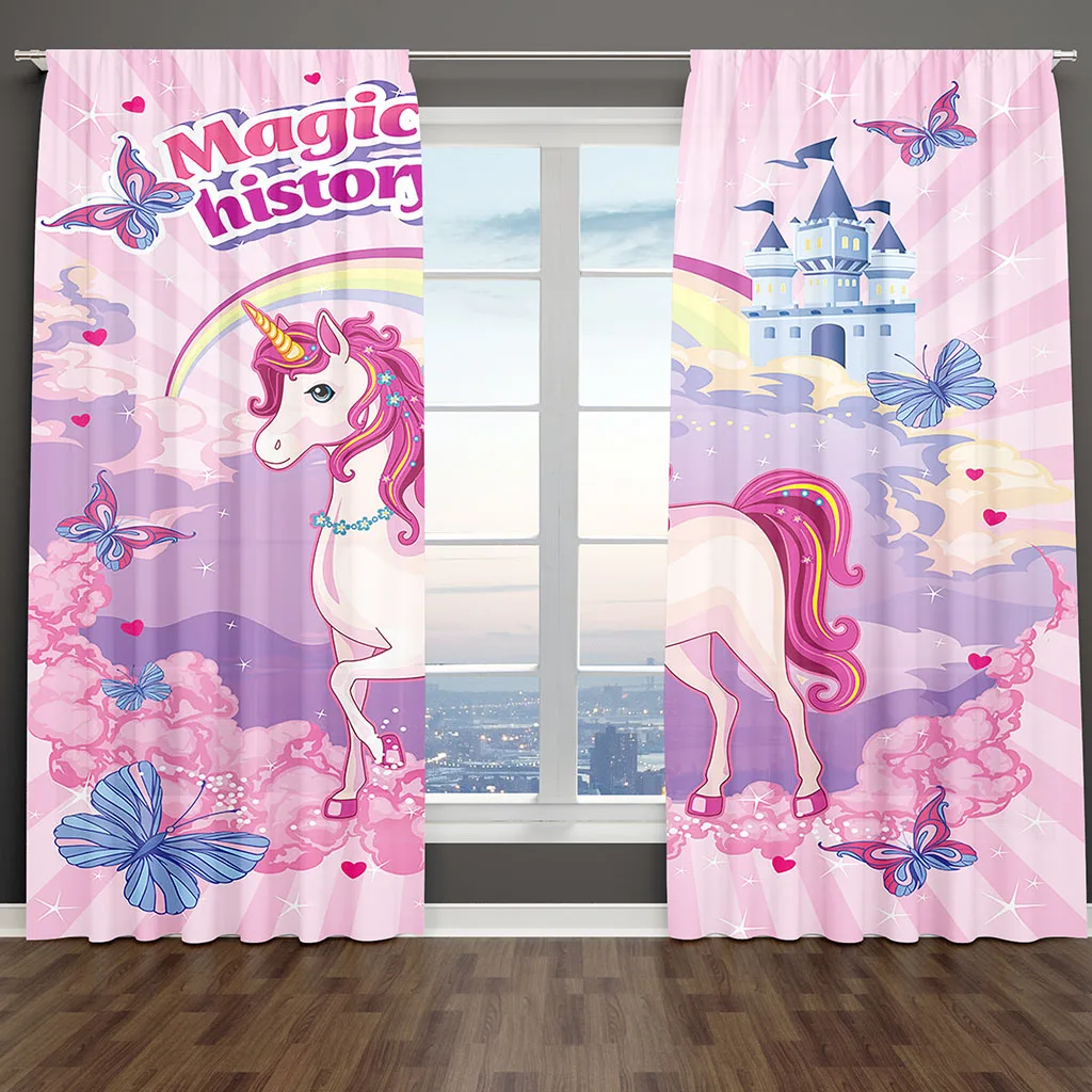 Cute Cartoon Pink Rainbow Unicorn Horse Colorful Girl Shading Window Curtains for Kids Living Room Bedroom Bathroom Door 2Pieces
Cute Cartoon Pink Rainbow Unicorn Horse Colorful Girl Shading Window Curtains for Kids Living Room Bedroom Bathroom Door 2Pieces