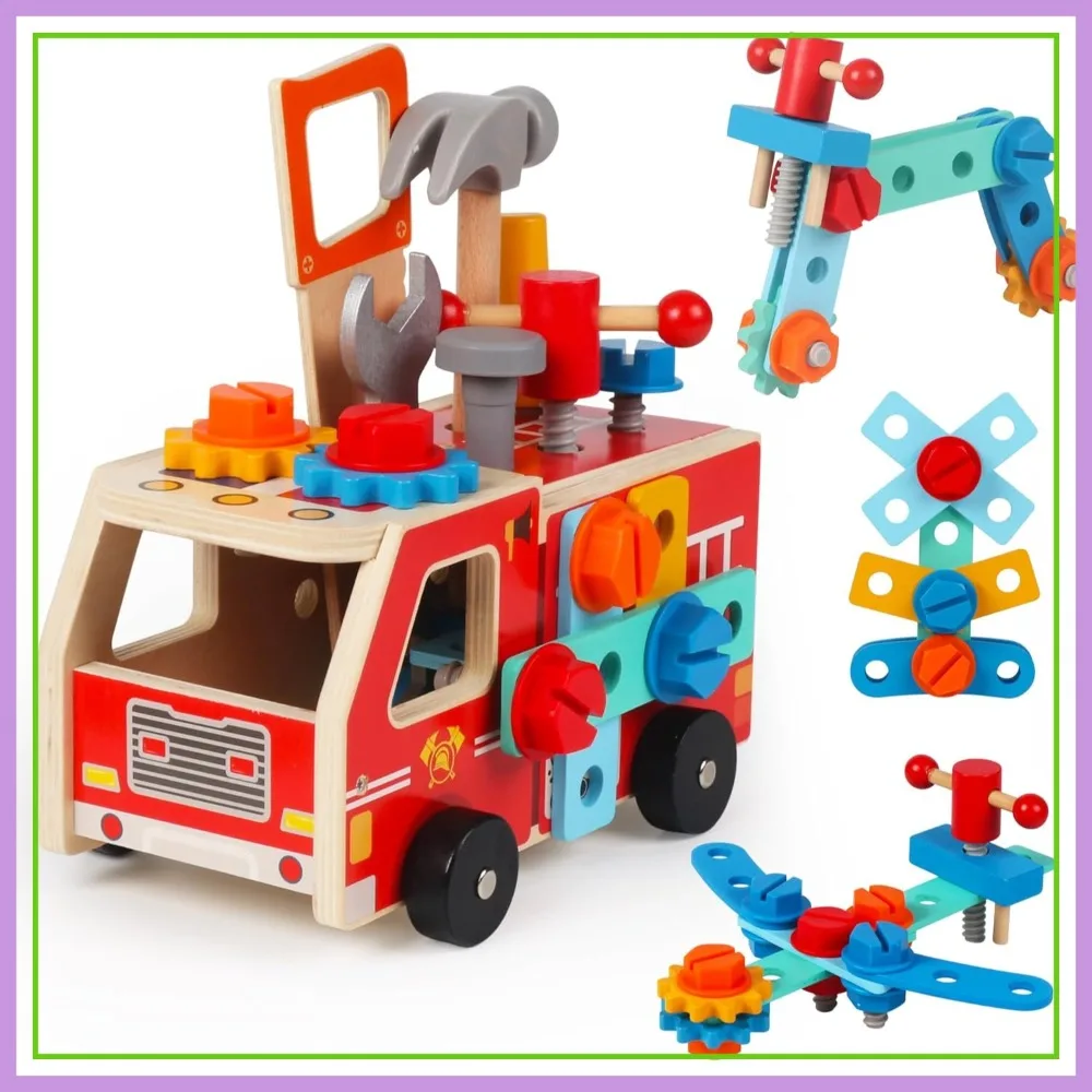 33 PCS Toddler Tool Kit - Montessori Wooden Construction Toy, Pretend Play Tools Set for Age 2-4, STEM Educational Gift for Boys 2-5 Year Old
33 PCS Toddler Tool Kit - Montessori Wooden Construction Toy, Pretend Play Tools Set for Age 2-4, STEM Educational Gift for Boys 2-5 Year Old