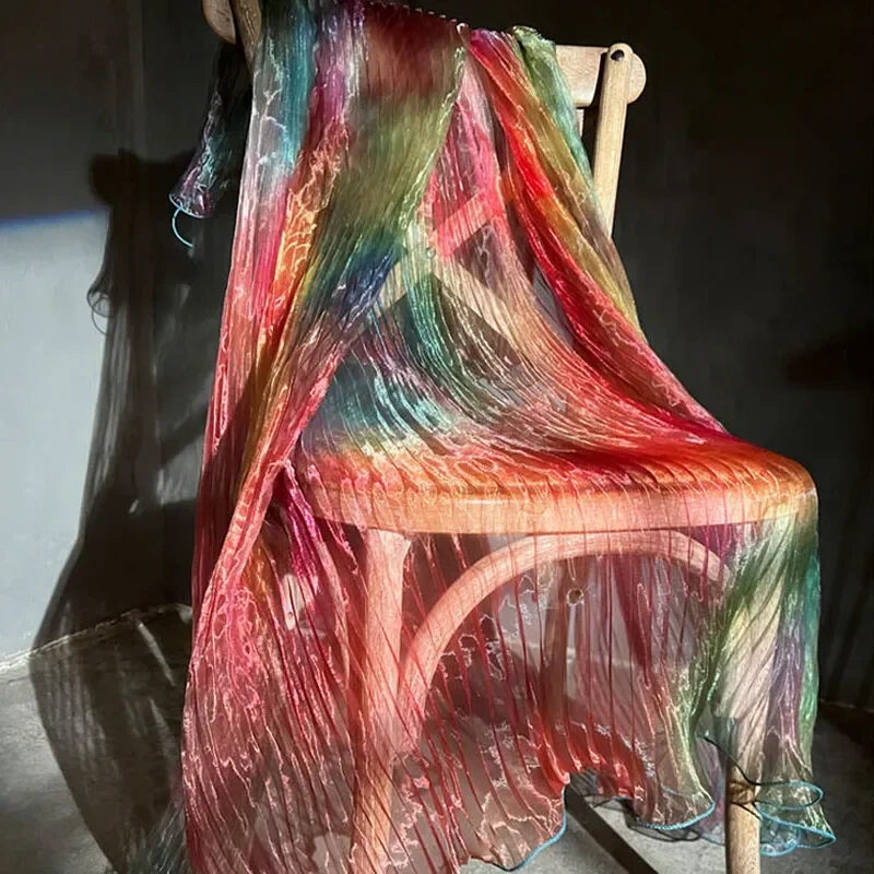 50x140cm Iridescence Halo Dyed Organza Fabric Rainbow Gradient Accordion Pleated Laser Soft Cloth Decor Tulle Handmade Material
50x140cm Iridescence Halo Dyed Organza Fabric Rainbow Gradient Accordion Pleated Laser Soft Cloth Decor Tulle Handmade Material