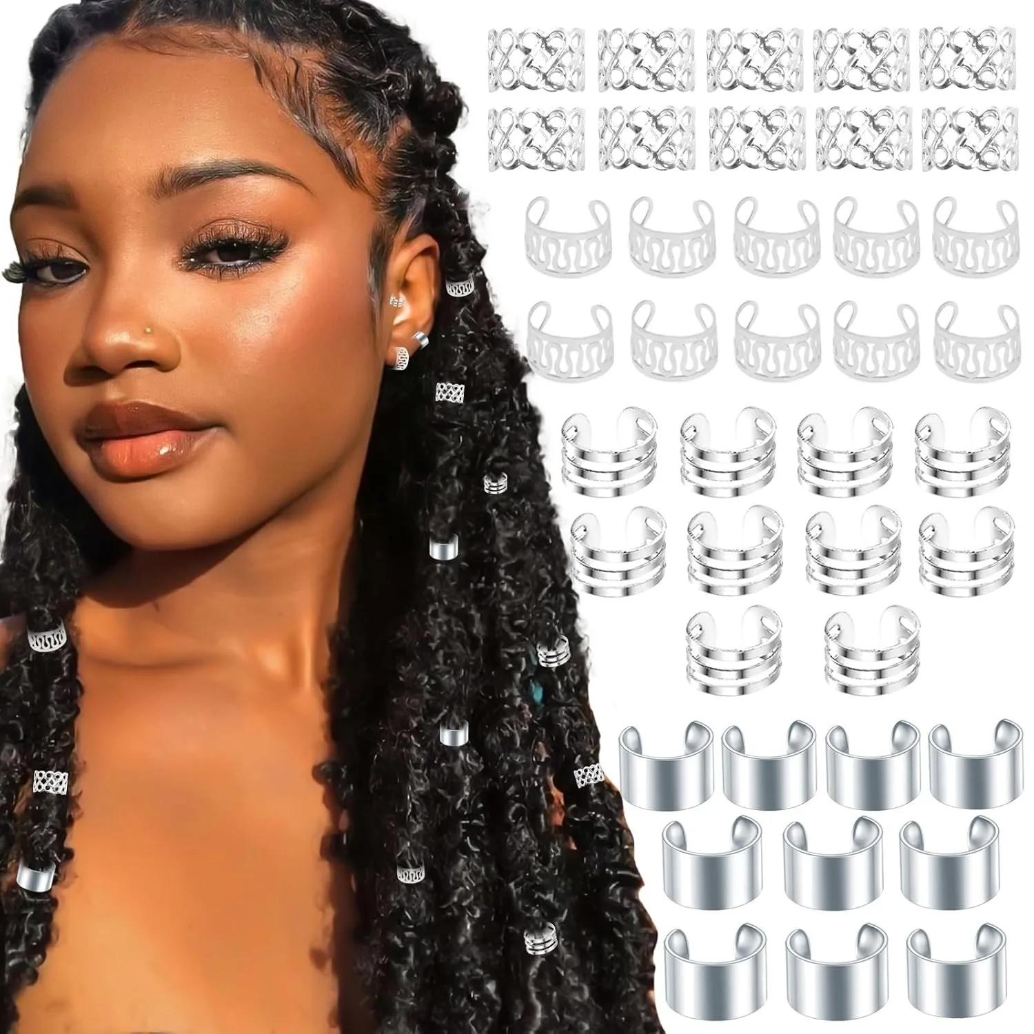 Premium 40 Count Ear Cuff Style Dreadlocks Hair Loop for DIY Braiding Extension Ring Craft Clip Set
Premium 40 Count Ear Cuff Style Dreadlocks Hair Loop for DIY Braiding Extension Ring Craft Clip Set