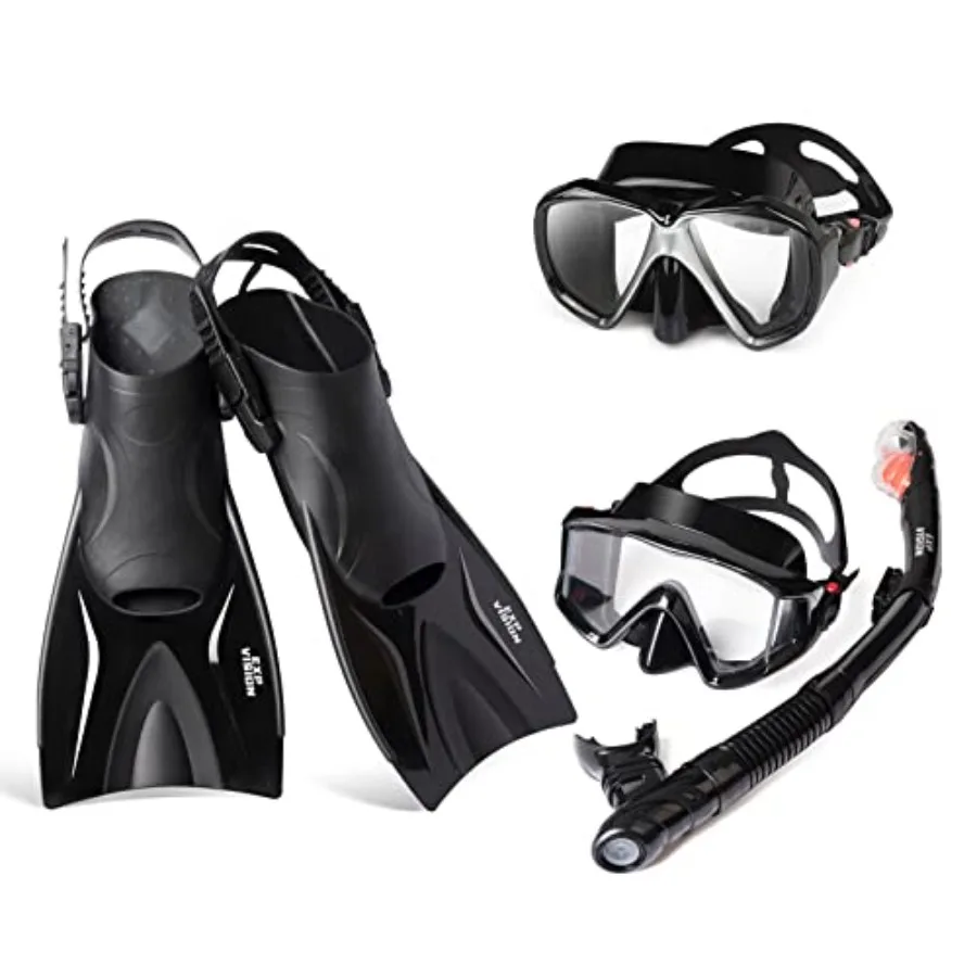 Snorkeling gear set for adults: 2pcs diving mask and fins, silicone material, black color, anti-fog lens and adjustable strap f
Snorkeling gear set for adults: 2pcs diving mask and fins, silicone material, black color, anti-fog lens and adjustable strap f