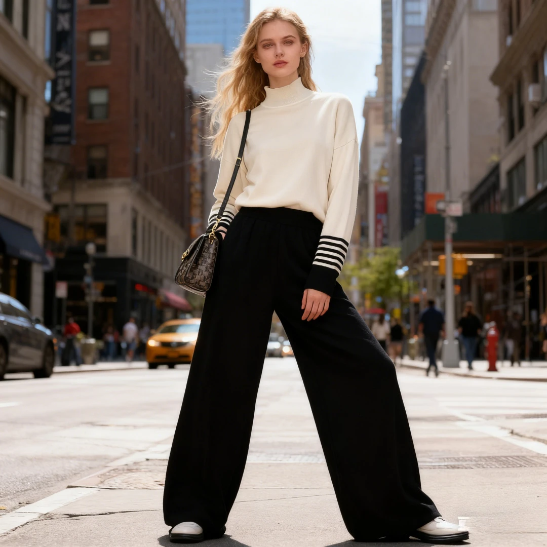 Muslim Knitting Suit Women Sweater Two Piece Sets Pullover Striped Sweaters Knitted Wide Leg Pants Outfits Knitwear Ensemble
Muslim Knitting Suit Women Sweater Two Piece Sets Pullover Striped Sweaters Knitted Wide Leg Pants Outfits Knitwear Ensemble