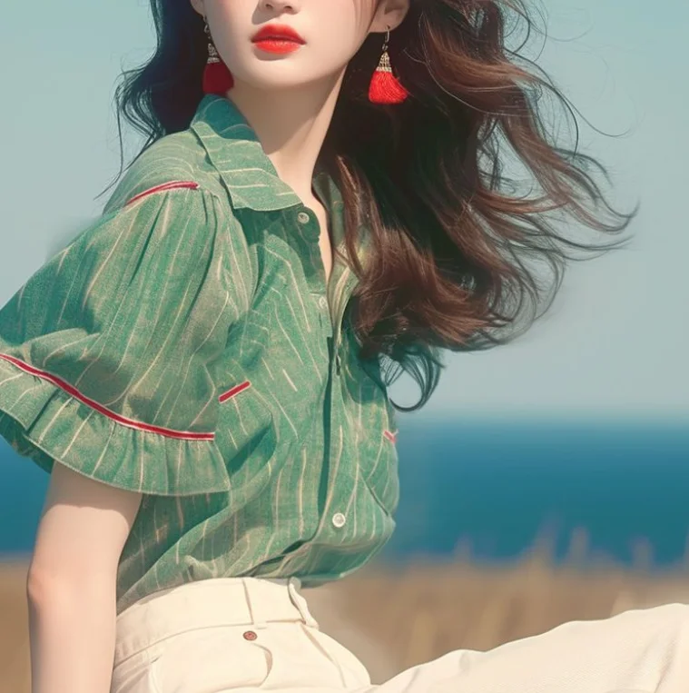 Women's Blouses Trend 2025 Summer Popular French Chic Shirt Temperament Green Striped Bubble Sleeve Shirt
Women's Blouses Trend 2025 Summer Popular French Chic Shirt Temperament Green Striped Bubble Sleeve Shirt