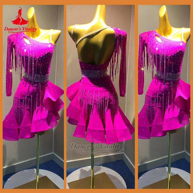 Female Rumba Samba Jive Sexy Unilateral Sling Dress Adult Latin Professional Performance Costume Customized Dancer's Vitality
Female Rumba Samba Jive Sexy Unilateral Sling Dress Adult Latin Professional Performance Costume Customized Dancer's Vitality