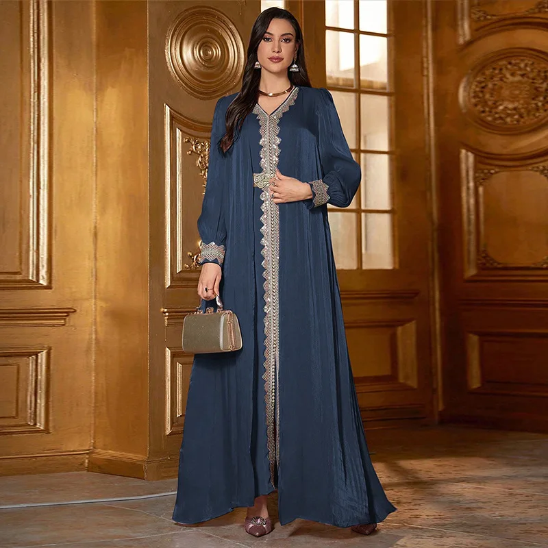 Ky750-2v Beaded Collar Dress Two-piece Fashionable Elegant Robe Set Long Dress Robe Abaya Ramadan Dubai Luxury Islam Elegant
Ky750-2v Beaded Collar Dress Two-piece Fashionable Elegant Robe Set Long Dress Robe Abaya Ramadan Dubai Luxury Islam Elegant
