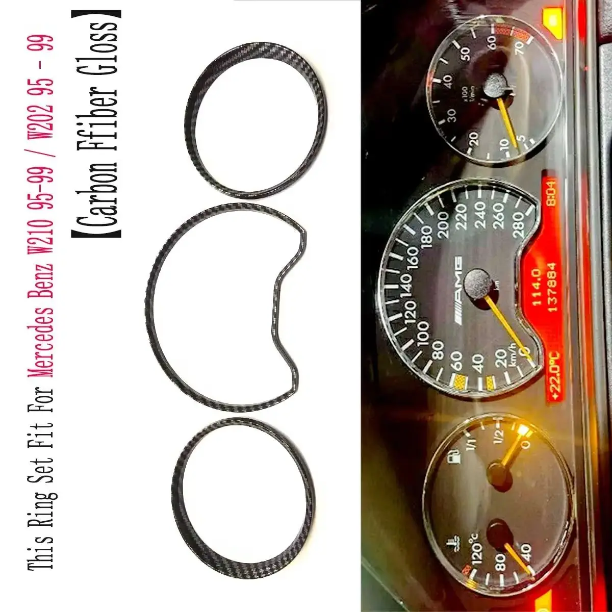 Carbon Fiber Gloss Styling Dashboard Gauge Ring For for Mercedes Benz W210 1995-1999 W202 1997-2001
Carbon Fiber Gloss Styling Dashboard Gauge Ring For for Mercedes Benz W210 1995-1999 W202 1997-2001