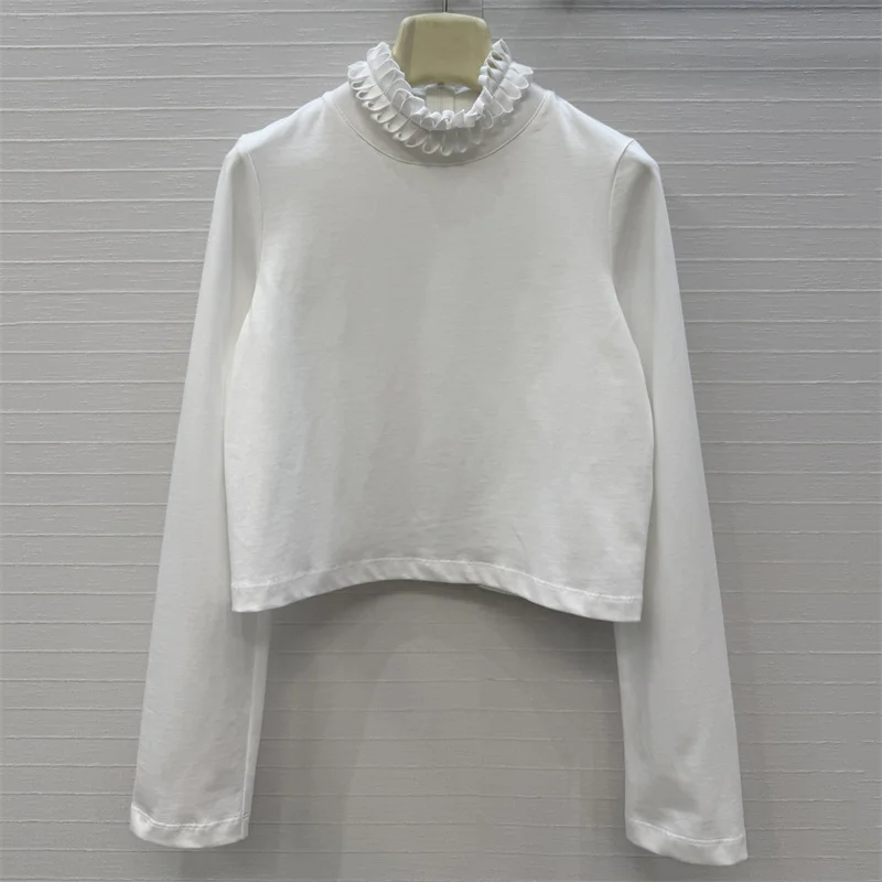 Women's t-shirt 2026 Summer New Stretch Knitted Women's long sleeved top Cotton slim fit stand up collar pullover y2k Top women
Women's t-shirt 2026 Summer New Stretch Knitted Women's long sleeved top Cotton slim fit stand up collar pullover y2k Top women