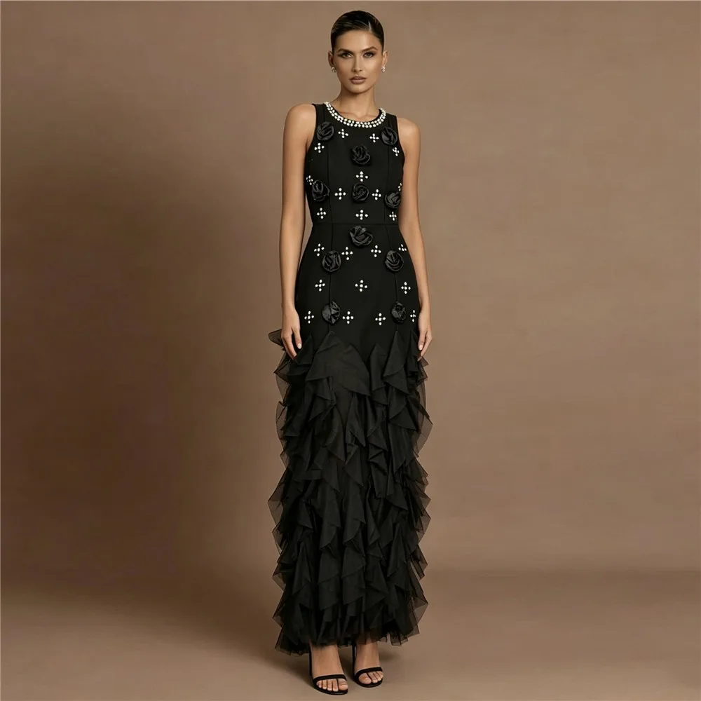 New three-dimensional flower studded diamond socialite bandage dress with mesh splicing temperament slimming party dress
New three-dimensional flower studded diamond socialite bandage dress with mesh splicing temperament slimming party dress