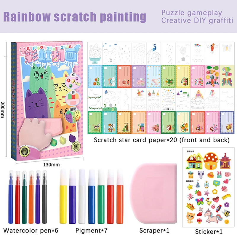 20PCS DIY Rainbow Scratch Art Painting Kit For Kids Funny DIY Postcards Novelty Gift For Toddler Party Activities
20PCS DIY Rainbow Scratch Art Painting Kit For Kids Funny DIY Postcards Novelty Gift For Toddler Party Activities