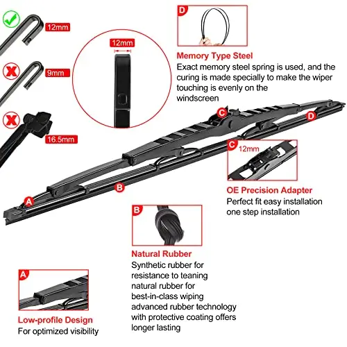 28 Inch J Hook Wiper Blades Set For RVs And Motorhomes With 9mm 12mm Adapters Plus Cleaning Towel
28 Inch J Hook Wiper Blades Set For RVs And Motorhomes With 9mm 12mm Adapters Plus Cleaning Towel