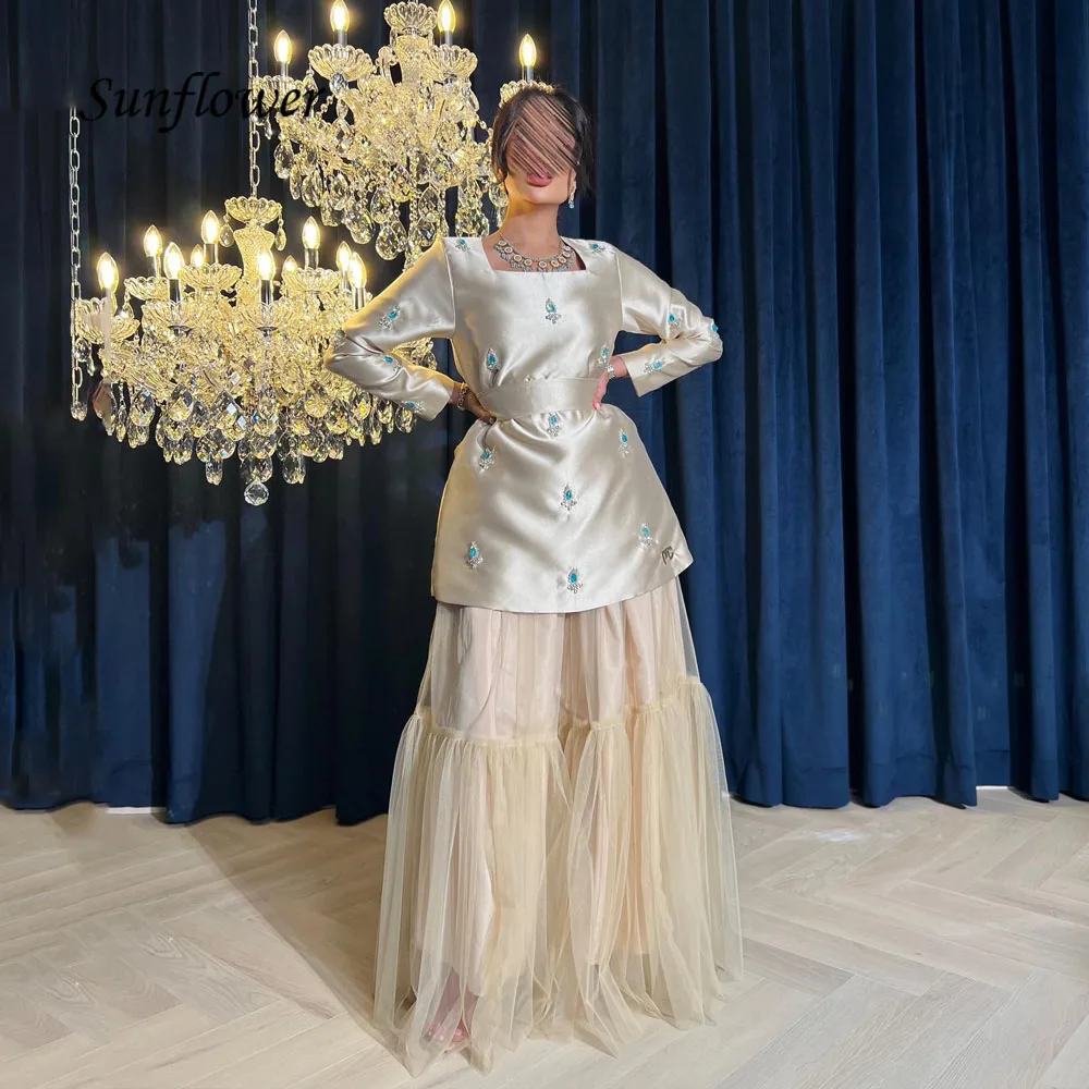 Sunflower Square Collar A-LINE Evening Dresses Saudi Arabia Slim Appliques Satin Formal Occasion Dresses Floor-Length Party Gown
Sunflower Square Collar A-LINE Evening Dresses Saudi Arabia Slim Appliques Satin Formal Occasion Dresses Floor-Length Party Gown