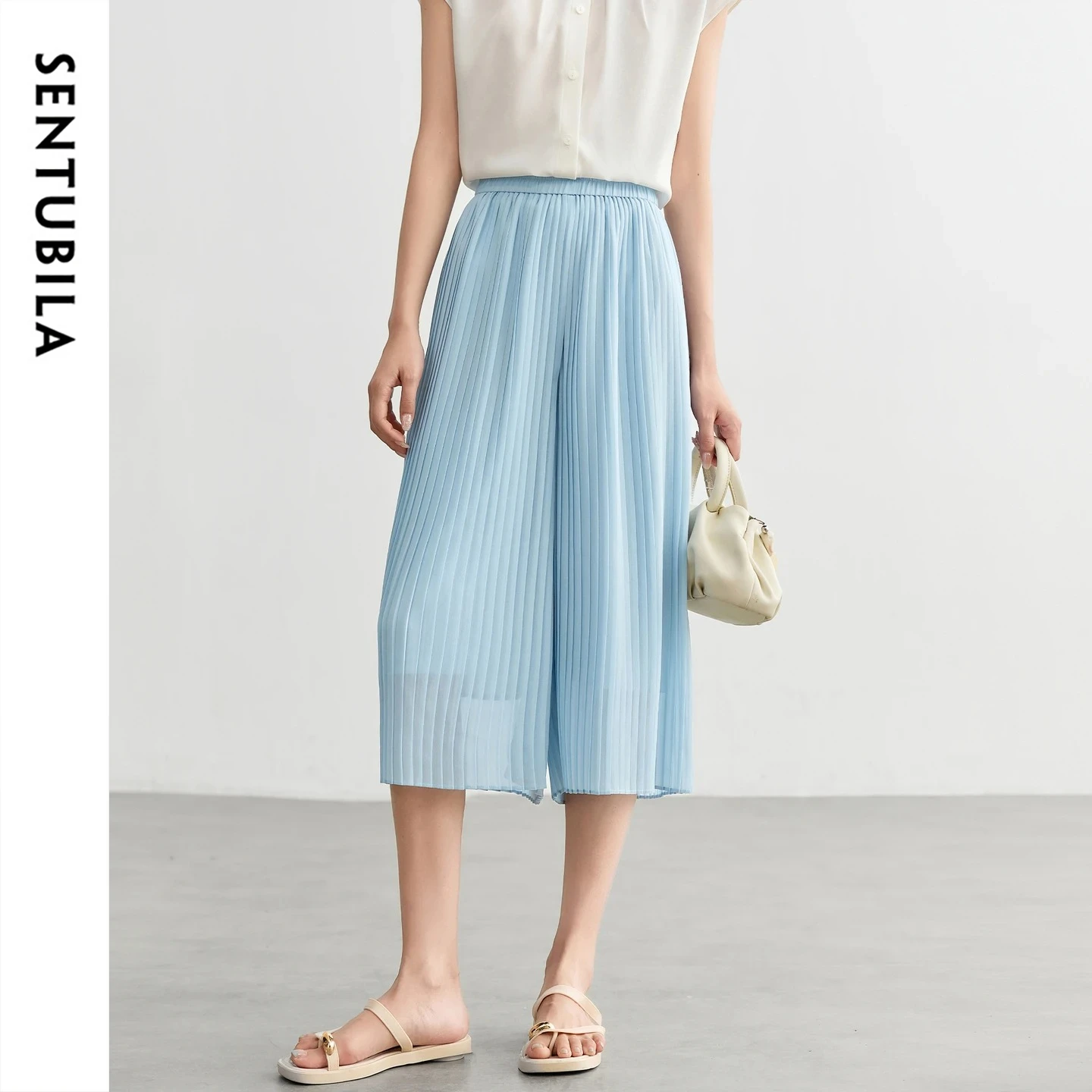 SENTUBILA Minimalist Pleated Cropped Culottes for Women Office Casual Elastic Waist Loose Lightweight Chiffon Pants Q62KF6265X
SENTUBILA Minimalist Pleated Cropped Culottes for Women Office Casual Elastic Waist Loose Lightweight Chiffon Pants Q62KF6265X