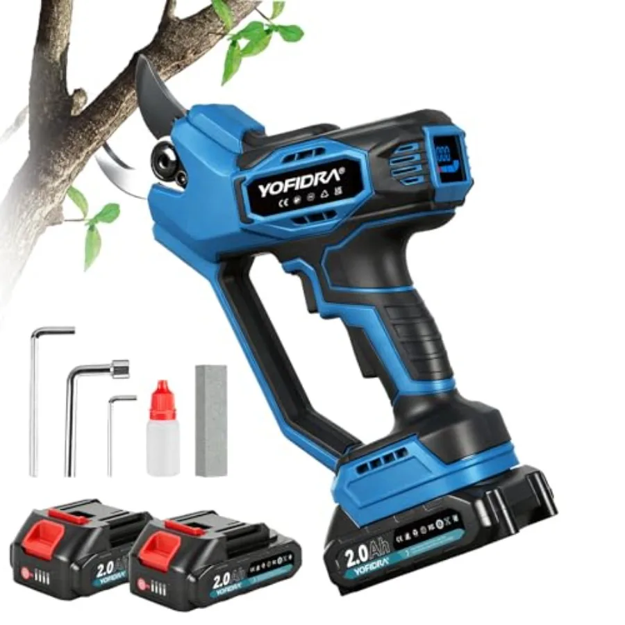 Cordless Electric Pruning Shears with SK5 Blade and Brushless Motor for Garden Tree Branches 1.77 Cutting Diameter LED Display
Cordless Electric Pruning Shears with SK5 Blade and Brushless Motor for Garden Tree Branches 1.77 Cutting Diameter LED Display