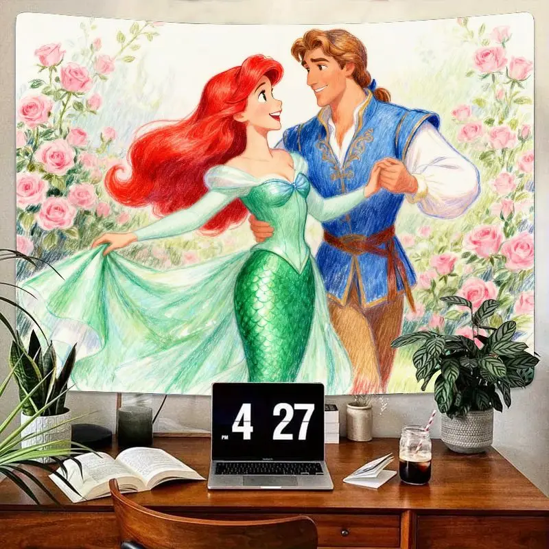 1PC Disney Ariel Prince Eric Romantic Tapestry, Pink Rose Garden Wall Art, Modern Polyester Living Room Bedroom Decor Gift for G
1PC Disney Ariel Prince Eric Romantic Tapestry, Pink Rose Garden Wall Art, Modern Polyester Living Room Bedroom Decor Gift for G