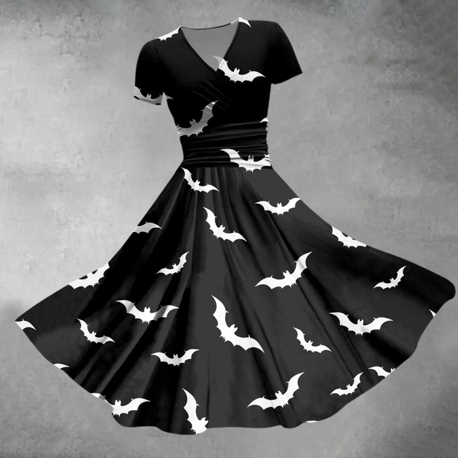 Women'S New Halloween Print Dresses Unique Creative V-Neck Short-Sleeved Big Swing Dress Fashion Elegant Trend Long Dresses
Women'S New Halloween Print Dresses Unique Creative V-Neck Short-Sleeved Big Swing Dress Fashion Elegant Trend Long Dresses