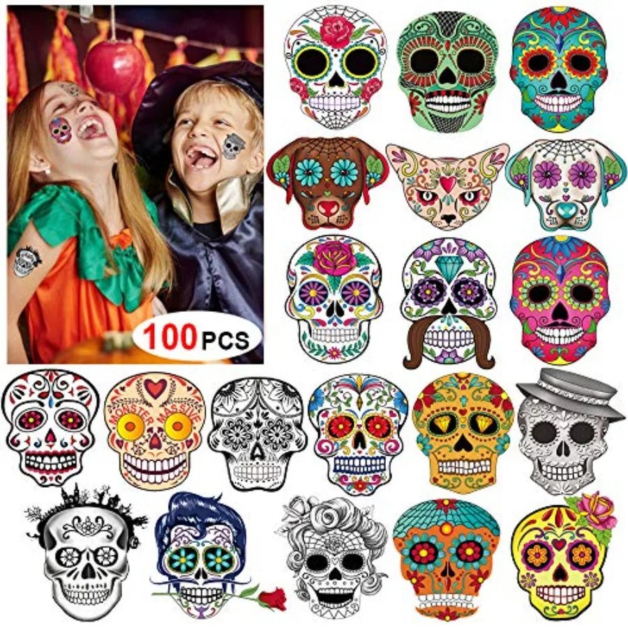 Day of the Dead Sugar Skull Tattoos 100Counts,Konsait Halloween Temporary Face Tattoos Sugar Skull Puppy Black Skeleton Web Red
Day of the Dead Sugar Skull Tattoos 100Counts,Konsait Halloween Temporary Face Tattoos Sugar Skull Puppy Black Skeleton Web Red