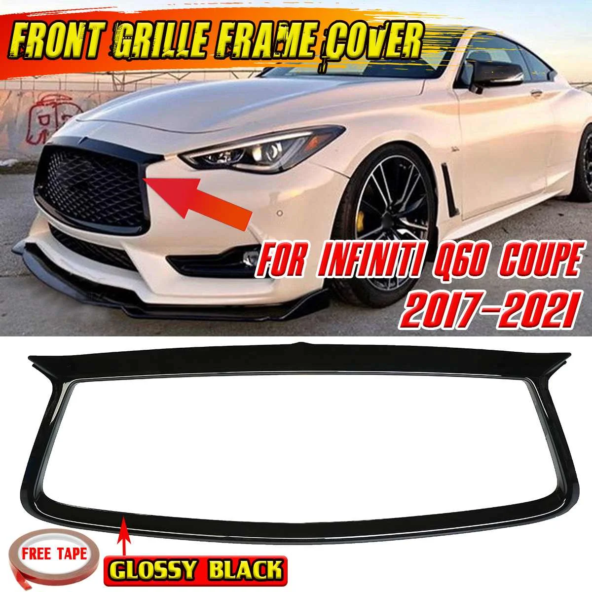 Q60 Car Front Bumper Grille Trim Overlay Cover Frame For Infiniti Q60 Coupe 2017-2021 Add On Racing Grill Outline Trim Cover
Q60 Car Front Bumper Grille Trim Overlay Cover Frame For Infiniti Q60 Coupe 2017-2021 Add On Racing Grill Outline Trim Cover