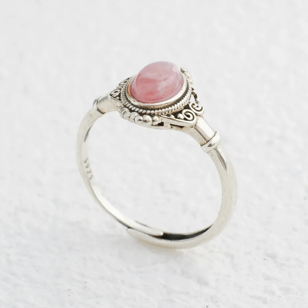 Authentic S925 Silver Rhodochrosite Ring Natural Rose Pink Gemstone Elegant Floral Design Bohemian Jewelry Gift
Authentic S925 Silver Rhodochrosite Ring Natural Rose Pink Gemstone Elegant Floral Design Bohemian Jewelry Gift