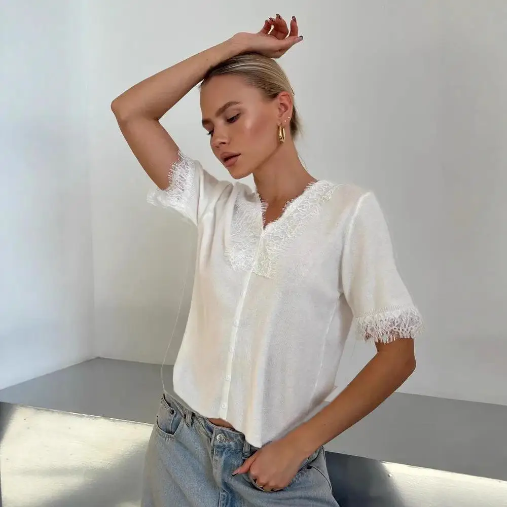 Lace Patchwork Collar Knitted Sweater ort Sve Casual Sle Women's Open Cardigan Polyester Fiber Thin Winter 206
Lace Patchwork Collar Knitted Sweater ort Sve Casual Sle Women's Open Cardigan Polyester Fiber Thin Winter 206