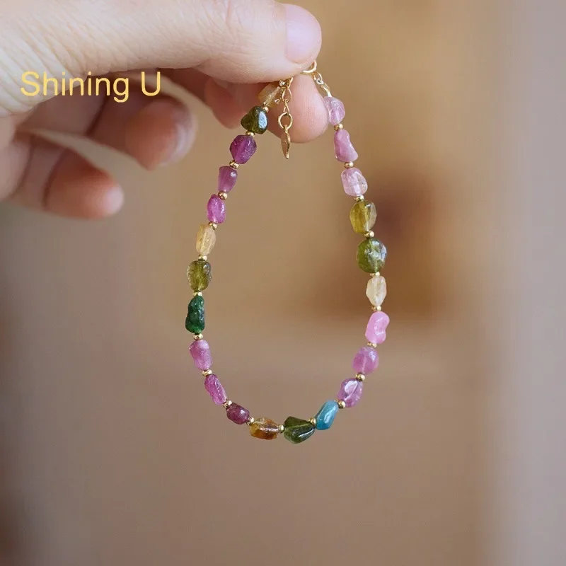 Shining U S925 Silver Colorful Irregular Tourmaline Bracelet for Women Fine Jewelry Gift
Shining U S925 Silver Colorful Irregular Tourmaline Bracelet for Women Fine Jewelry Gift
