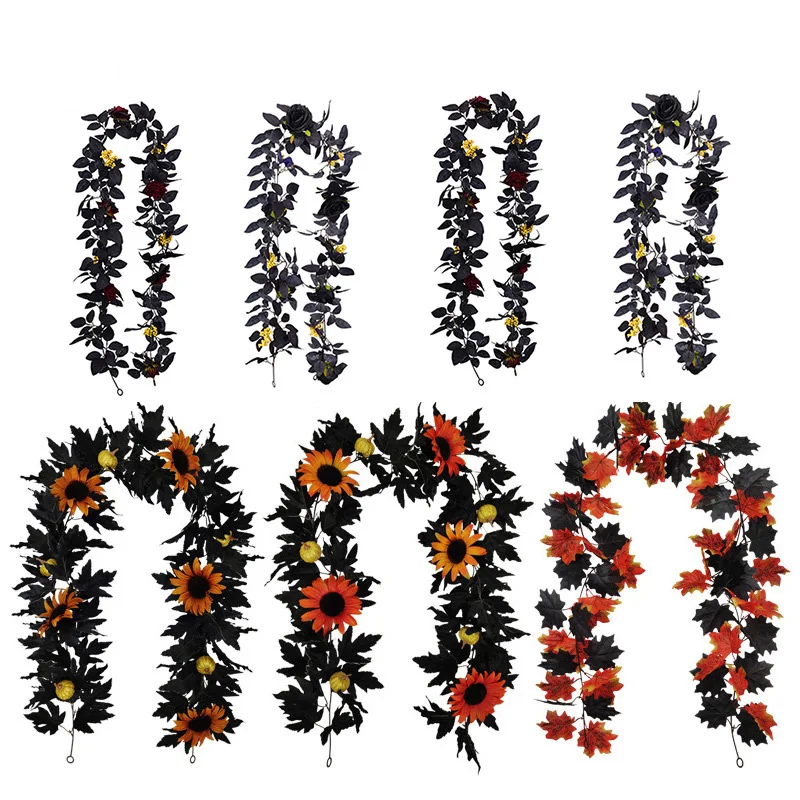 Halloween Hanging Decoration Flowers Artificial Black Rattan Maple Leaf Vine DIY Christmas Home Decor Plants Leaves Photo Props
Halloween Hanging Decoration Flowers Artificial Black Rattan Maple Leaf Vine DIY Christmas Home Decor Plants Leaves Photo Props