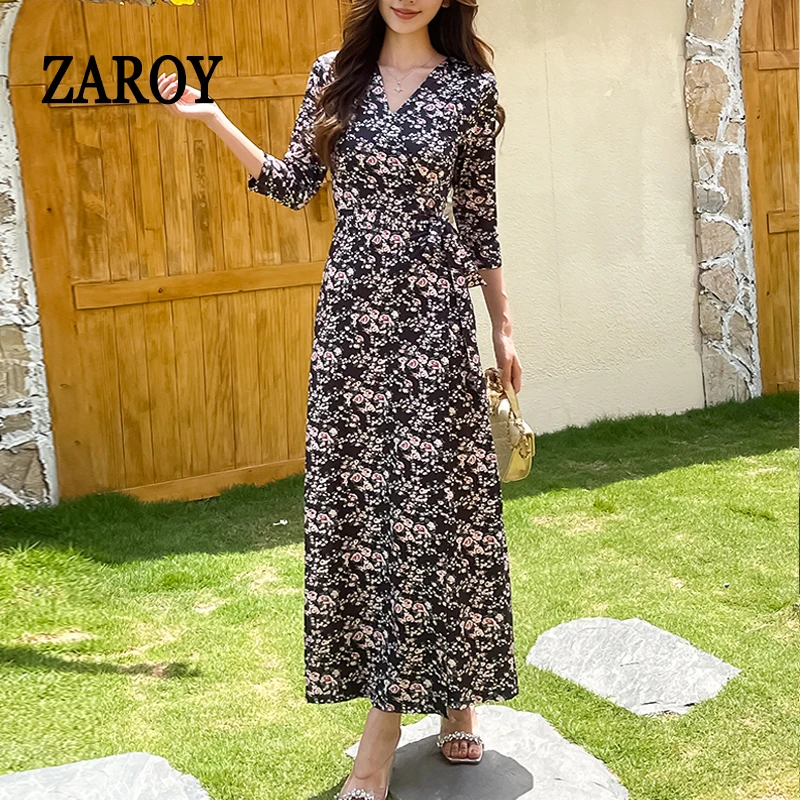 ZAROY Vintage Floral Print Wrap Long Dress Elegant Beach Maxi Dress Summer Half Sleeve V Neck Split Sexy Party Vestidos платье
ZAROY Vintage Floral Print Wrap Long Dress Elegant Beach Maxi Dress Summer Half Sleeve V Neck Split Sexy Party Vestidos платье