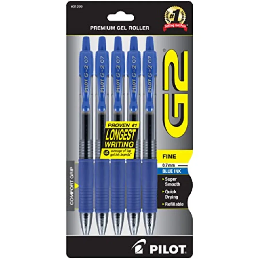 G2 Premium Gel Roller Pens, Fine Point 0.7 mm, Blue Ink Pens Fine Point, Pack of 5 - Ideal for School, Journaling, and Office W
G2 Premium Gel Roller Pens, Fine Point 0.7 mm, Blue Ink Pens Fine Point, Pack of 5 - Ideal for School, Journaling, and Office W