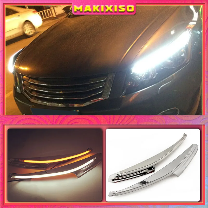 2PCS Car Headlight Eyebrow Decoration Yellow Turn Signal DRL LED Daytime Running Light For Honda Accord 2011 2012 2013 2014
2PCS Car Headlight Eyebrow Decoration Yellow Turn Signal DRL LED Daytime Running Light For Honda Accord 2011 2012 2013 2014