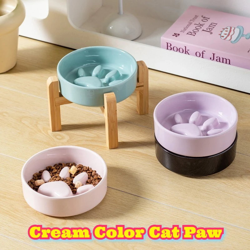 Cream Color Cat Paw Slow Feeder Bowl Ceramic Pet Dish Bamboo Stand Anti Choke Eating Mat Cats Dogs Small Animals Food Water
Cream Color Cat Paw Slow Feeder Bowl Ceramic Pet Dish Bamboo Stand Anti Choke Eating Mat Cats Dogs Small Animals Food Water