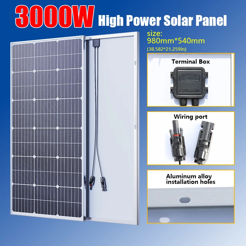 1000W 2000W 3000W Solar Panel 18VHigh Efficiency Rigid Waterproof Power Bank Glass Charging Outdoor Solar Cells For Home Camping
1000W 2000W 3000W Solar Panel 18VHigh Efficiency Rigid Waterproof Power Bank Glass Charging Outdoor Solar Cells For Home Camping
