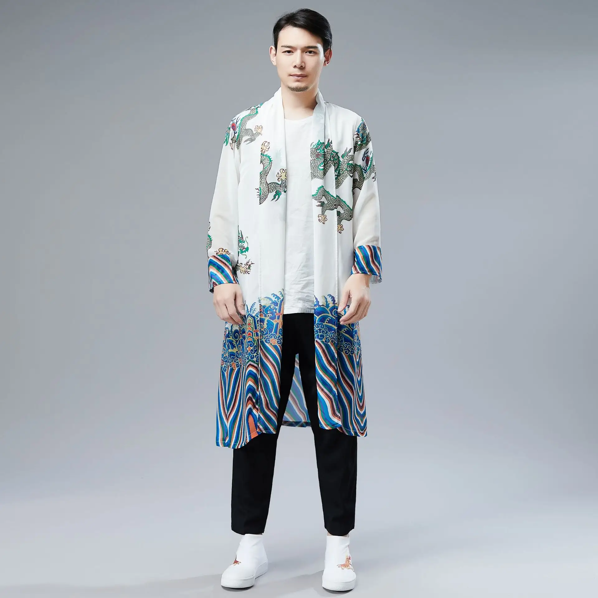 Chinese Style Printed Chiffon Collar Casual Loose Chiffon Long Sleeve Shirt Men's Mid-Length Antique Coat
Chinese Style Printed Chiffon Collar Casual Loose Chiffon Long Sleeve Shirt Men's Mid-Length Antique Coat