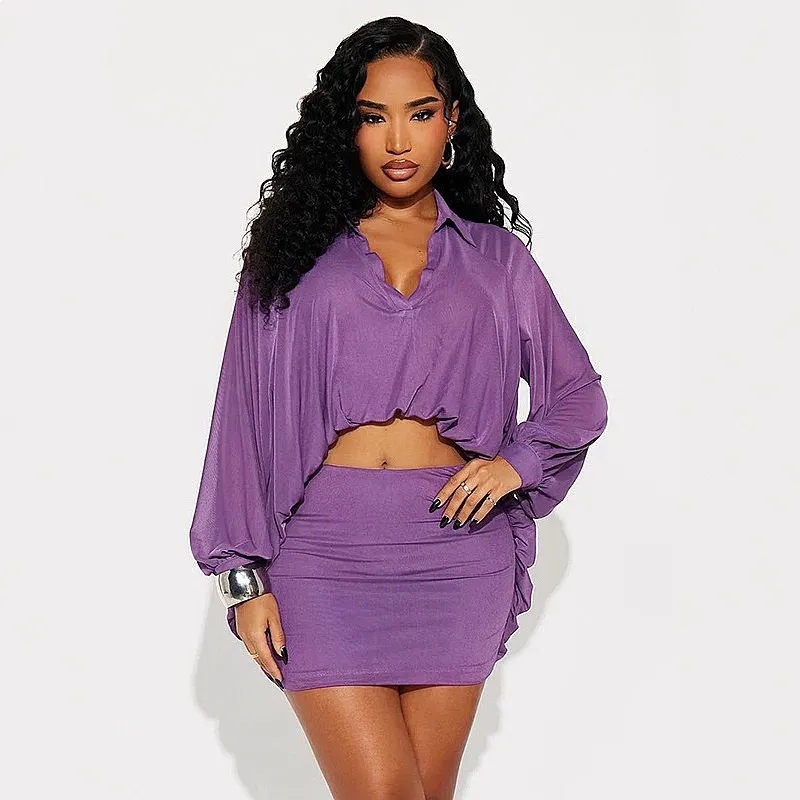 Fashion Solid Long Sleeve Bubble Blouse Top Bodycon Pencil Dress Skirt Matching Set for Spring Summer
Fashion Solid Long Sleeve Bubble Blouse Top Bodycon Pencil Dress Skirt Matching Set for Spring Summer