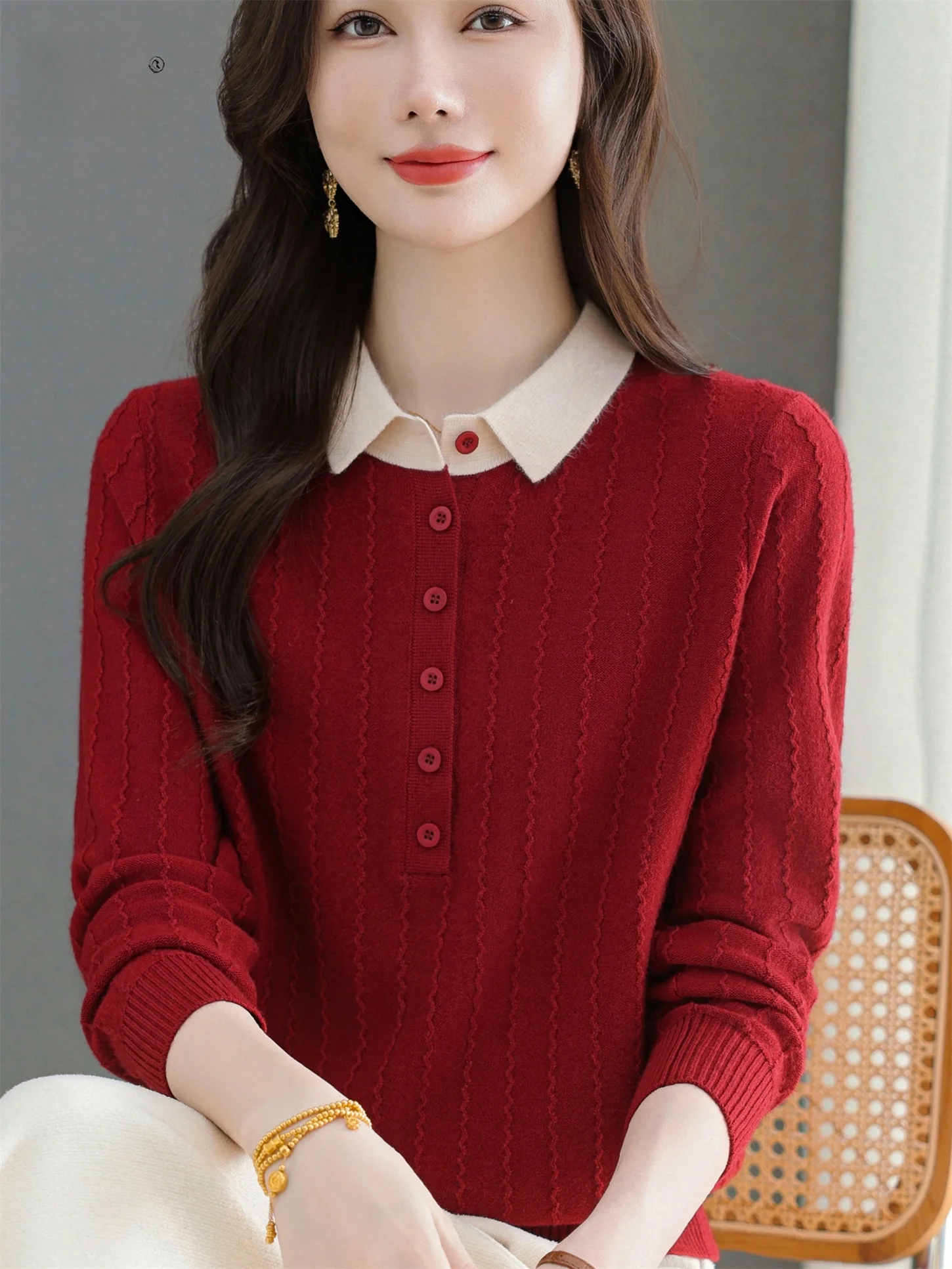 Middle-Aged Mommy Knitted Woolen Loose Top Faionable Turn-Down Collar Senior Women's Wear Casual Sle Easy Clean Proc
Middle-Aged Mommy Knitted Woolen Loose Top Faionable Turn-Down Collar Senior Women's Wear Casual Sle Easy Clean Proc