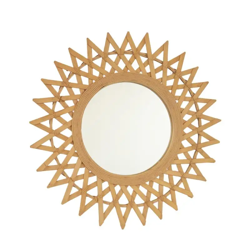 24" Wall-mounted Bamboo Circle Mirror with Hemp, Irregular Shape, Ideal for Bath, Bed, Living Room, Entryway, and More
24" Wall-mounted Bamboo Circle Mirror with Hemp, Irregular Shape, Ideal for Bath, Bed, Living Room, Entryway, and More