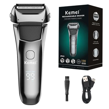 Kemei 남성용 8512 충전식 전기 면도기, 머리 수염, 얼굴 수염, 대머리 면도 기계 도구